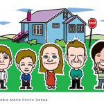 ホームステイのホストファミリーに似顔絵をプレゼント