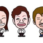 美容室の紹介で、別の美容室スタッフの似顔絵名刺を描く