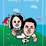 結婚式ウェルカムボード!空手家の旦那の似顔絵イラスト