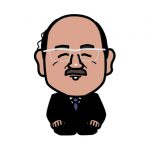 メガネ屋さんの店長の似顔絵を描きました。