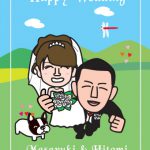 結婚式ウェルカムボード!愛犬のフレンチブルドッグと一緒のイラスト