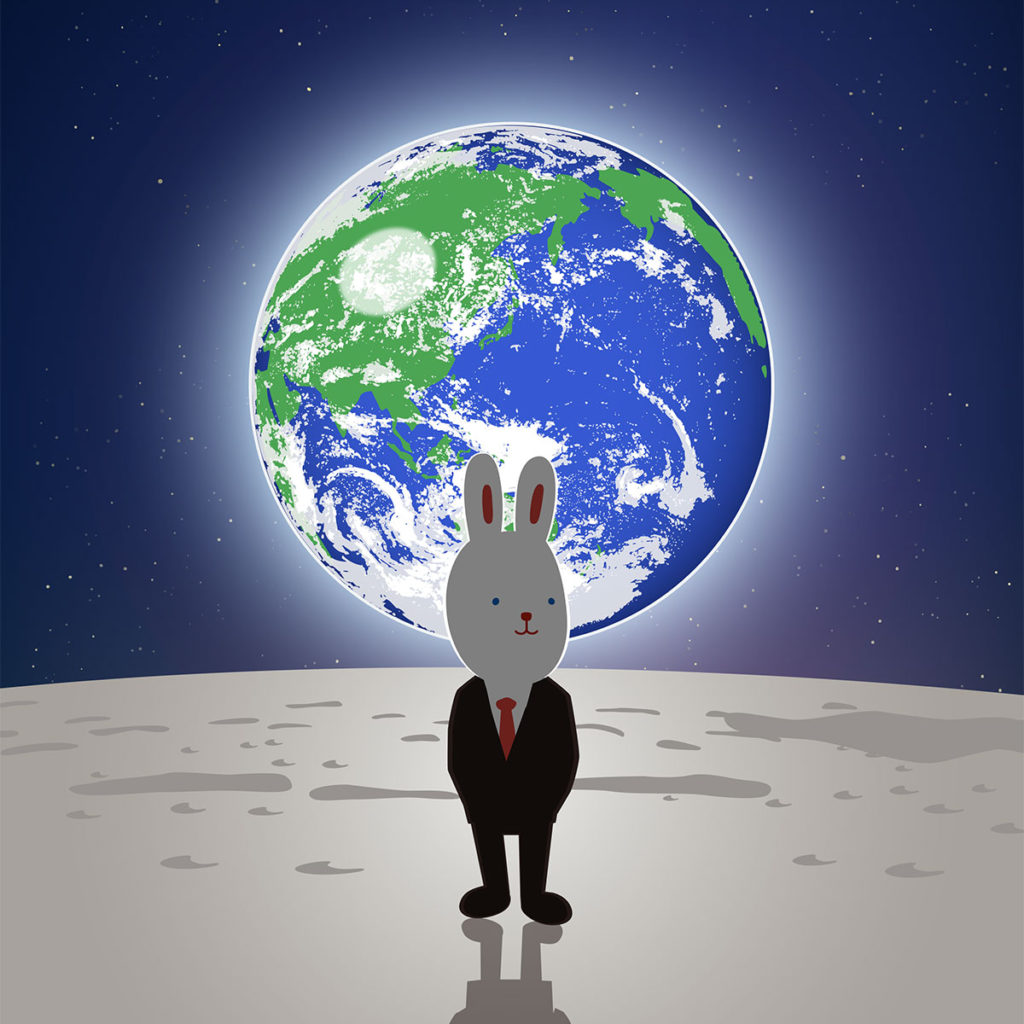 月にいるウサギのイラスト
