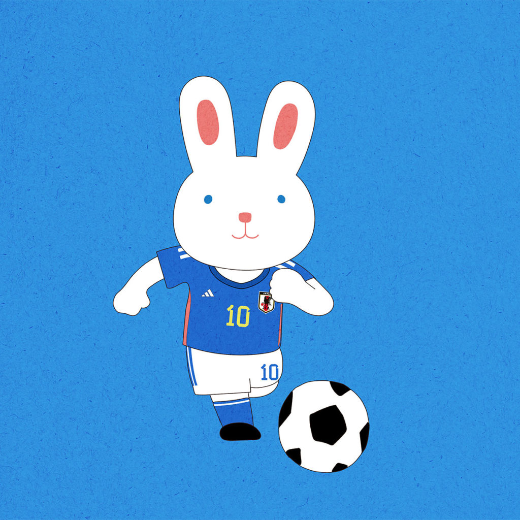サッカーするウサギ