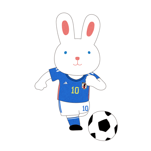サッカーするウサギのイラスト